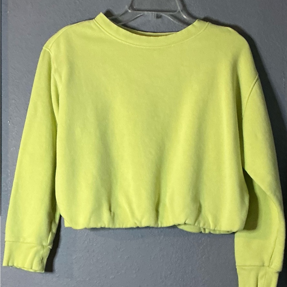 Universal Thread Cropped Crewneck Sweatshirt Women’s XS Lime Green Boxy Cotton